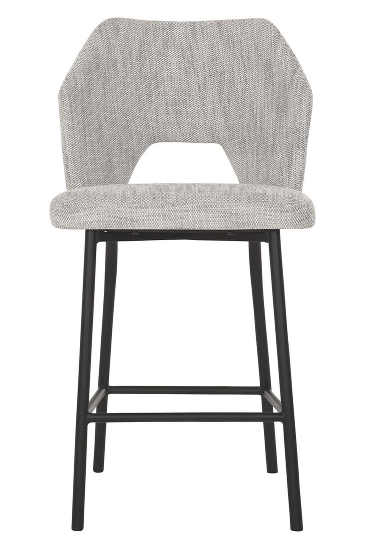 Der Barstuhl Bloom überzeugt mit seinem modernem aber auch schlichtem Design. Gefertigt wurde der Stuhl aus einem Polaris Stoff, welcher einen Hellgrauen Farbton besitzt. Das Gestell ist aus Metall und ist Schwarz.