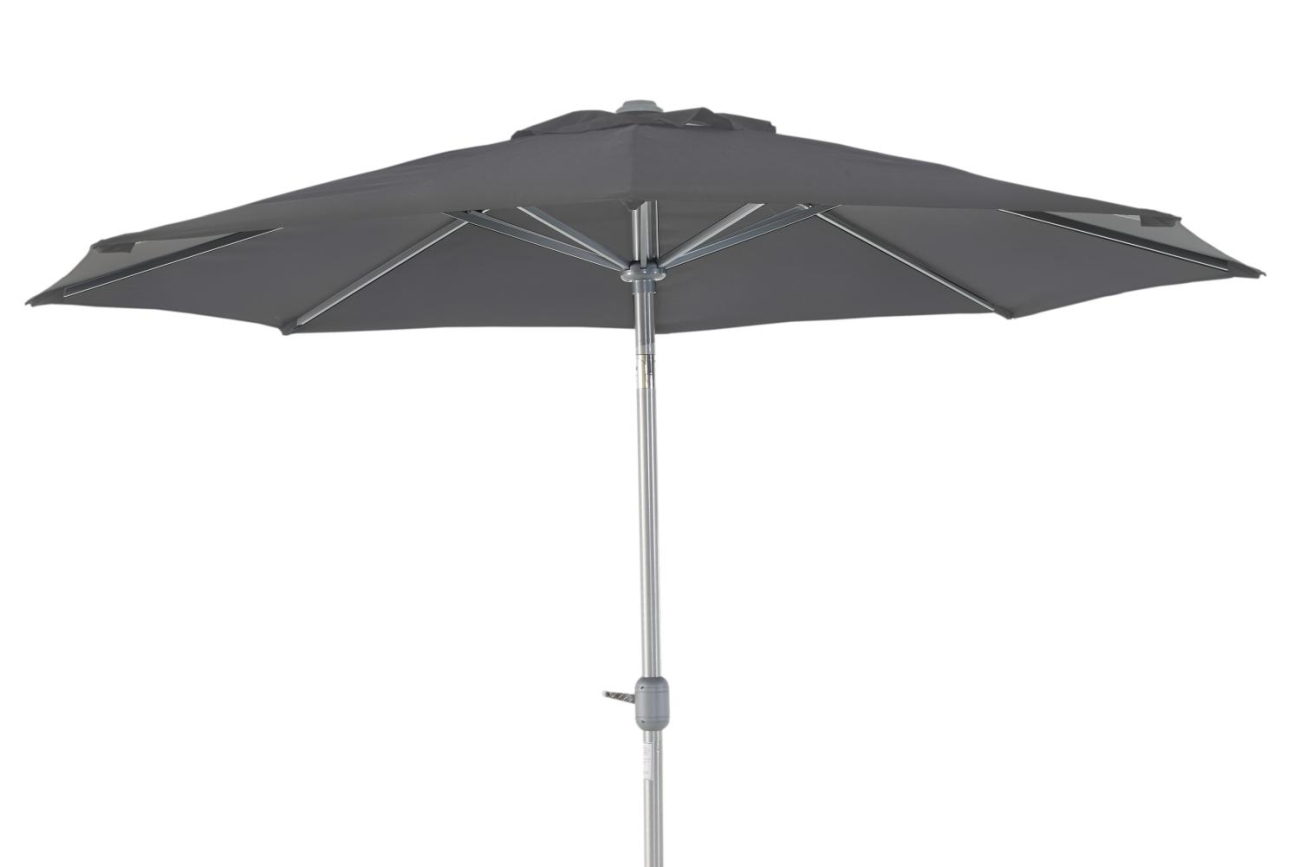 Der Sonnenschirm Andria überzeugt mit seinem modernen Design. Gefertigt wurde er aus Olefin-Stoff, welcher einen grauen Farbton besitzt. Das Gestell ist aus Metall und hat eine silberne Farbe. Der Schirm hat einen Durchmesser von 300 cm.