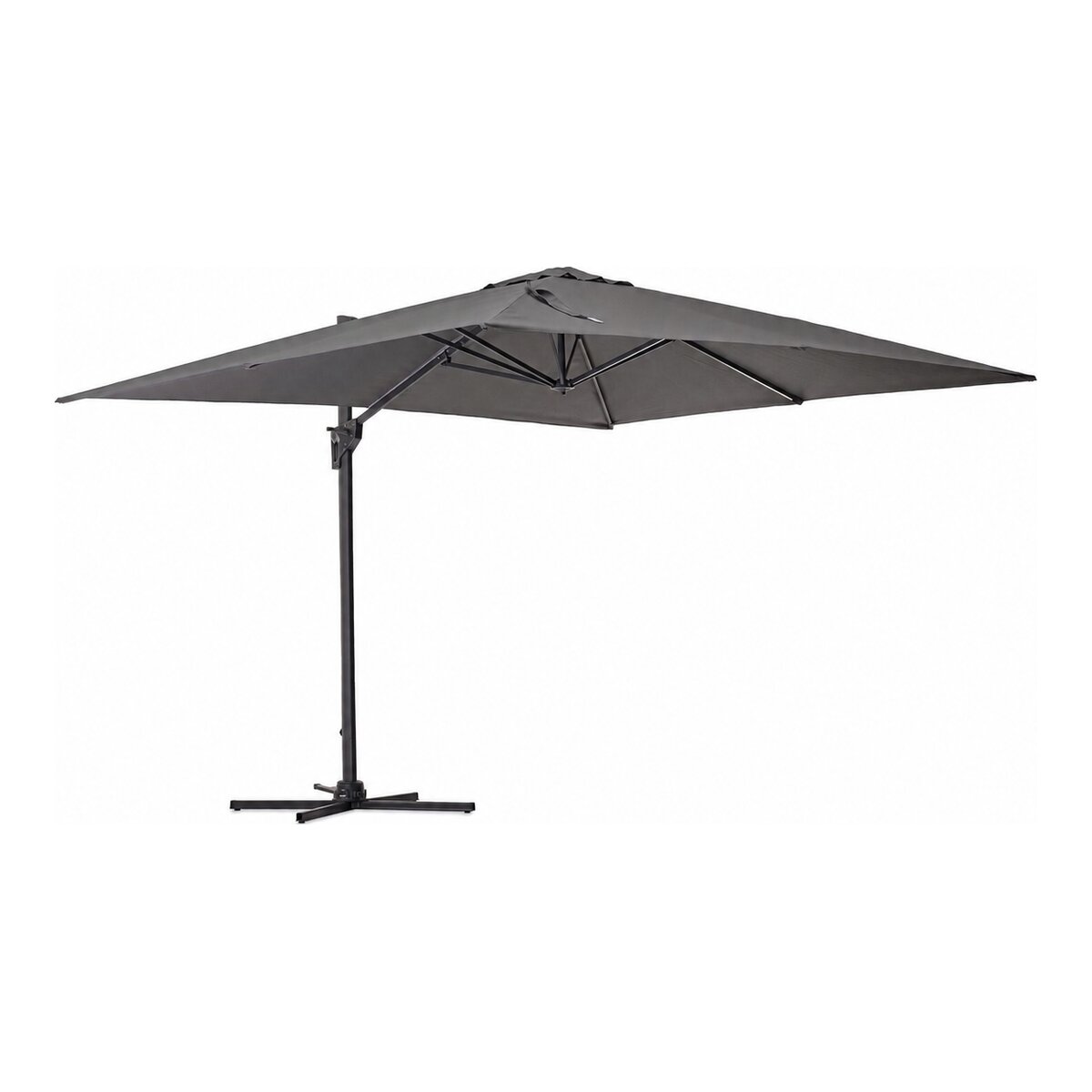 Ampelschirm Porto - Aluminium Anthrazit, Polyester-Stoff Dunkelgrau, 3x4 m
