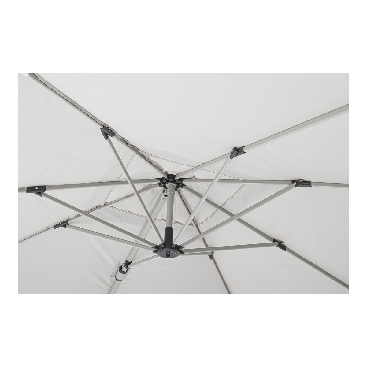 Ampelschirm Saragozza - Aluminium & Polyester-Stoff, Grau, 3x3 m