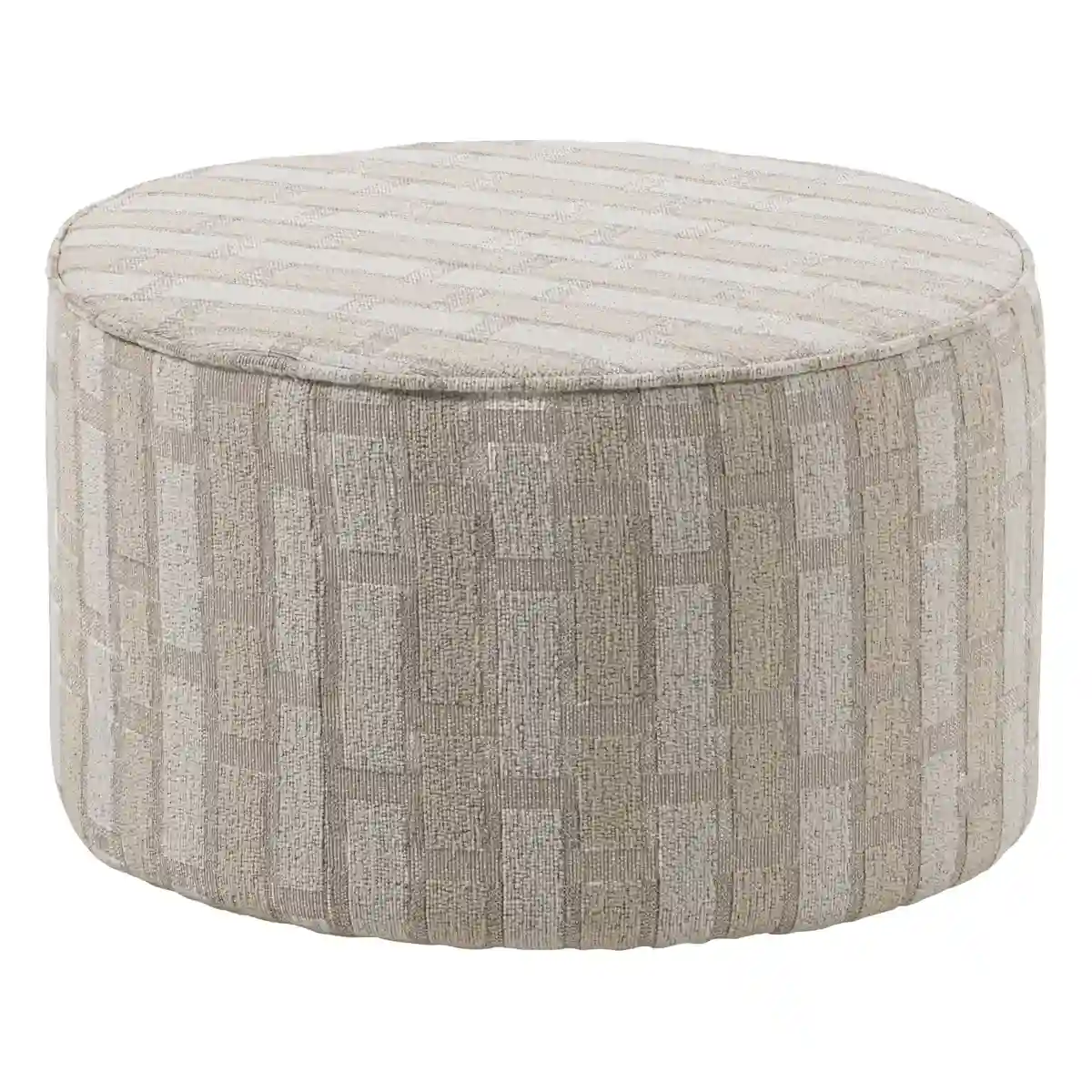 Polsterhocker Sarli - Chenille-Stoff Natur-Biege, Ø 60 cm