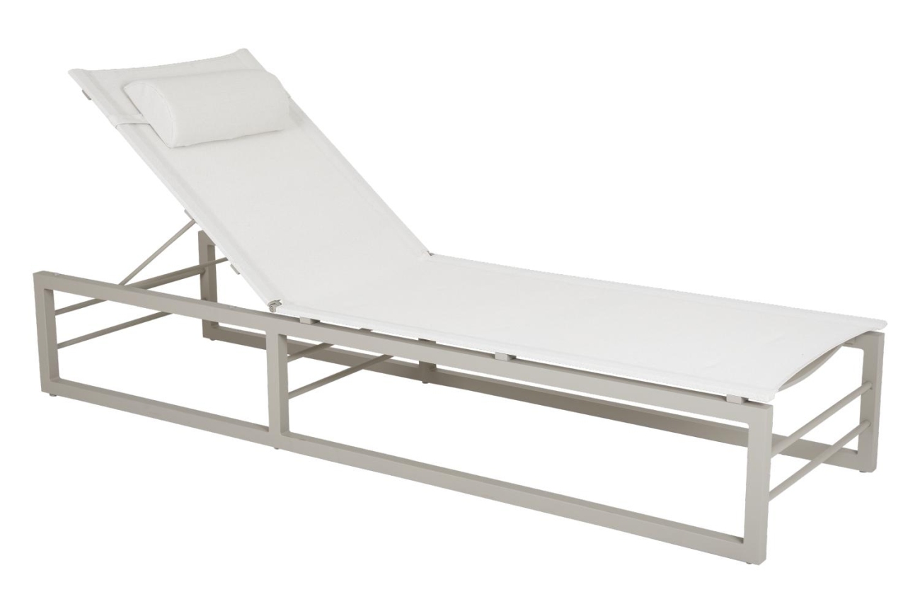 Gartenliege Vevi aus Metall, Kaki Gartenliege Vevi aus Aluminium, Beige