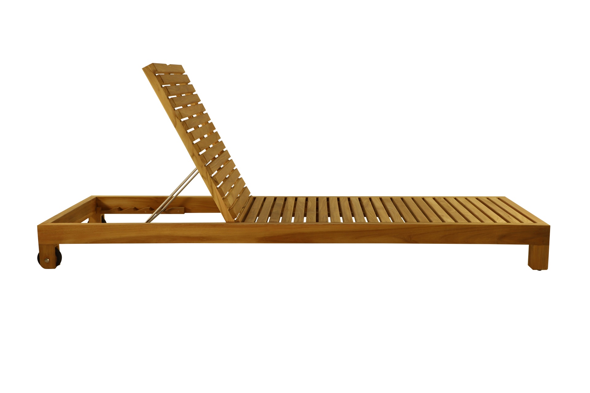 Sonnenbett Korfu aus Teakholz mit Rollen Sonnenbett Korfu aus Teakholz mit Rollen