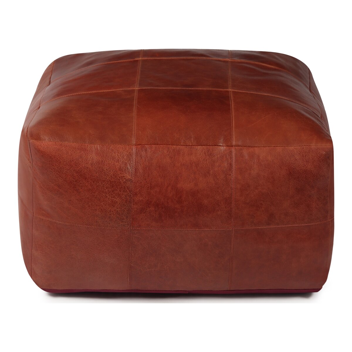 Pouf Anneta aus Leder 75x75 cm, Braun