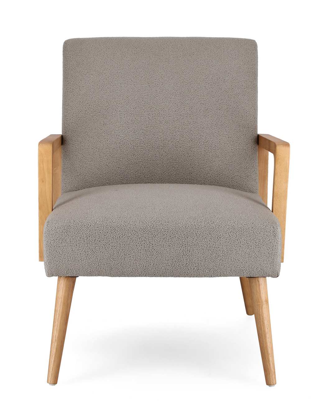 Der Sessel Verina überzeugt mit seinem modernen Stil. Gefertigt wurde er aus einem Stoff-Bezug, welcher einen grauen Farbton besitzt. Das Gestell ist aus Kautschukholz und hat eine natürliche Farbe. Der Sessel verfügt über eine Armlehne.