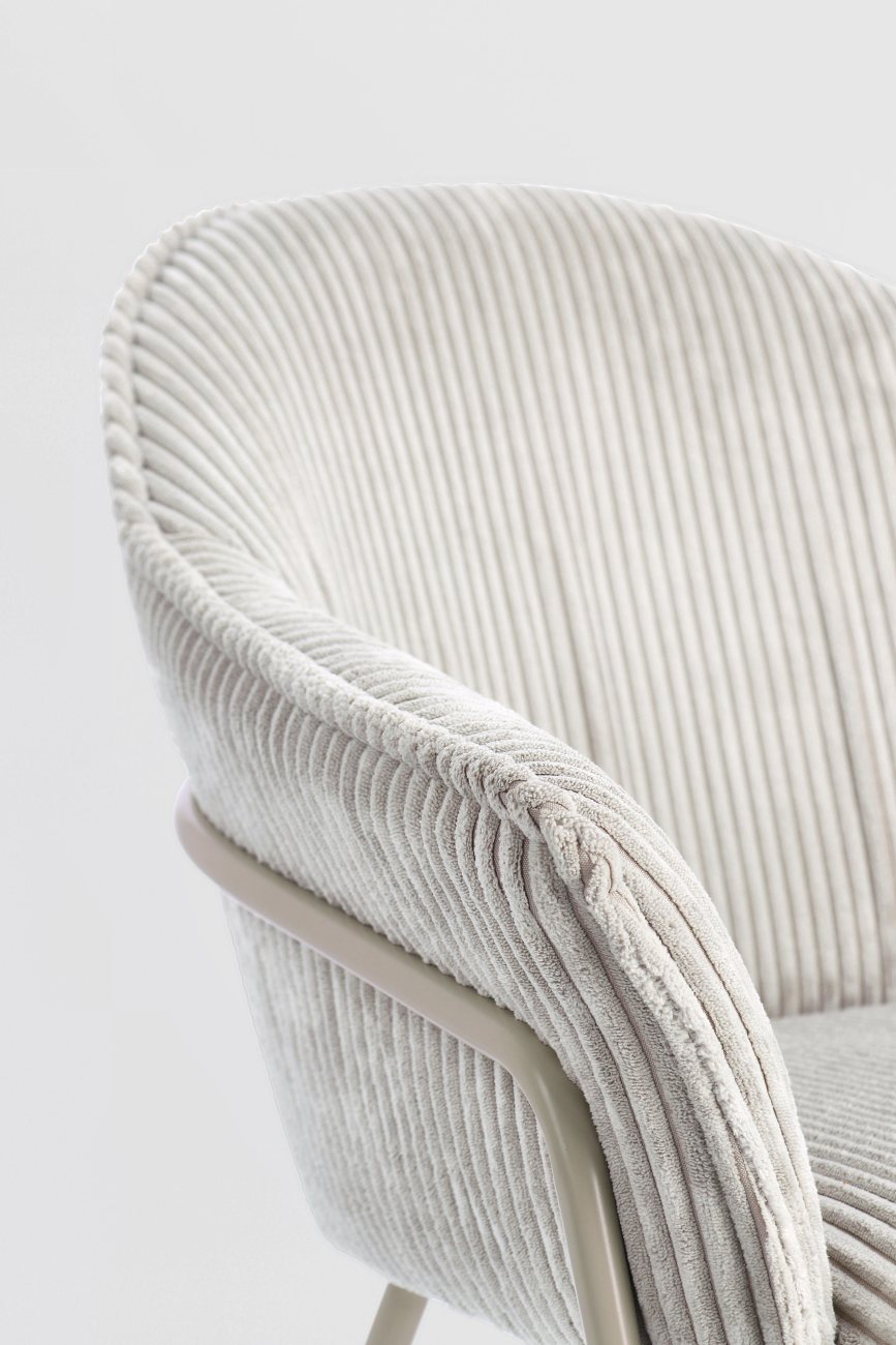 Esszimmerstuhl Cassidy 2er-Set mit Armlehne, Taupe / Hellgrau