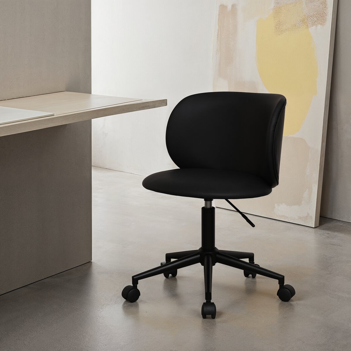 Bürostuhl Oboa aus Kunstleder - Drehbar, Höhenverstellbar, Neigbar, Schwarz