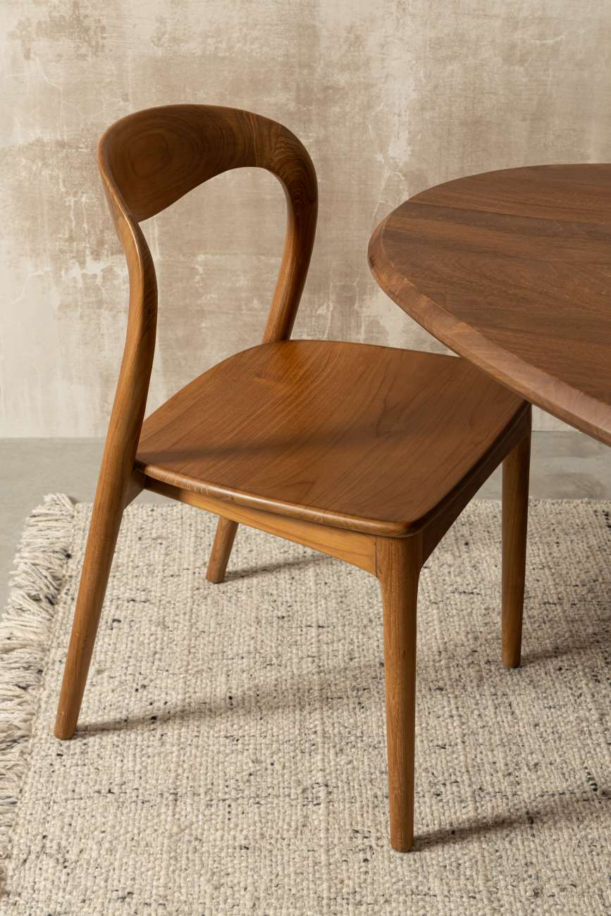 Esszimmerstuhl Miley aus Teakholz, Natur