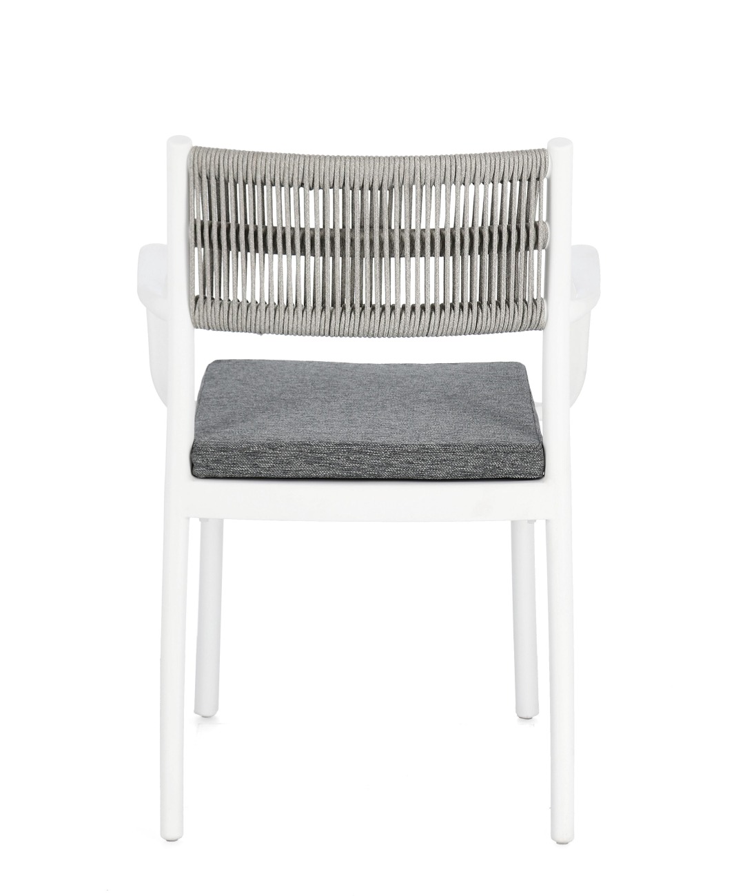 Gartenstuhl Alvin mit Armlehne, Weiß / Hellgrau