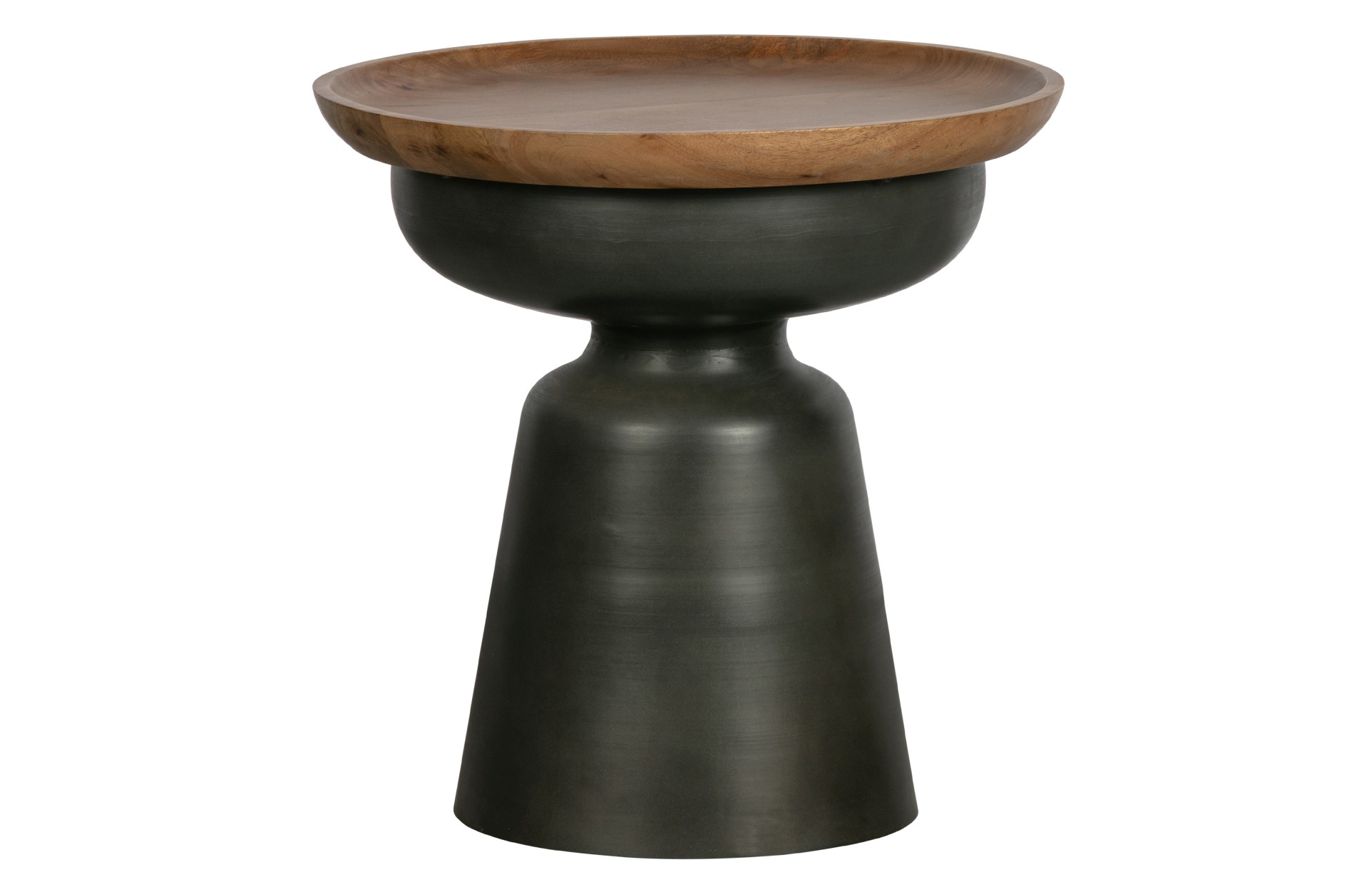 Der Beistelltisch Dana überzeugt mit seiner besonderen Form. Gefertigt wurde die Tischplatte aus Holz. Das Gestell ist aus Metall.