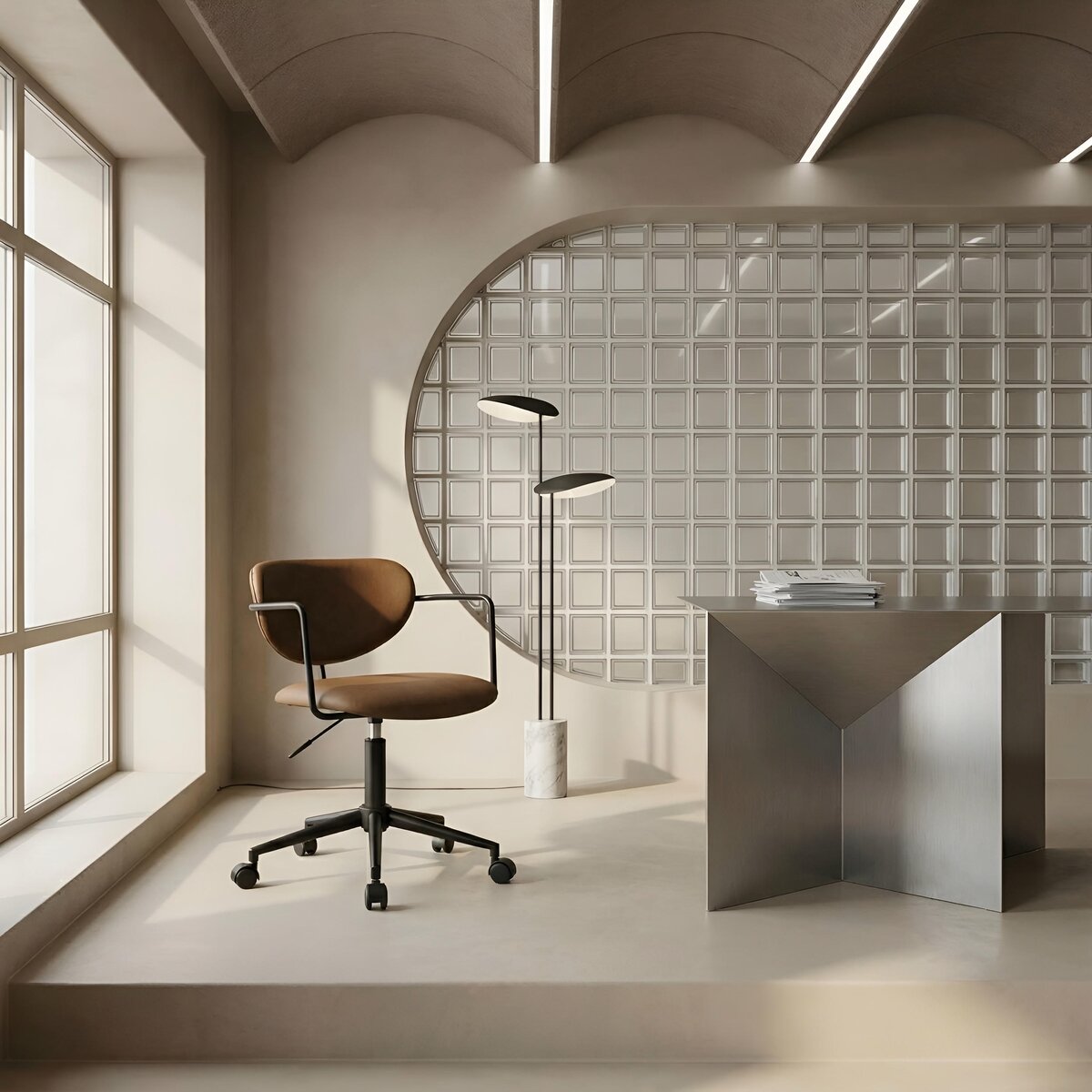Bürostuhl Odila aus Kunstleder - Drehbar, Höhenverstellbar, Neigbar, Dunkelbraun