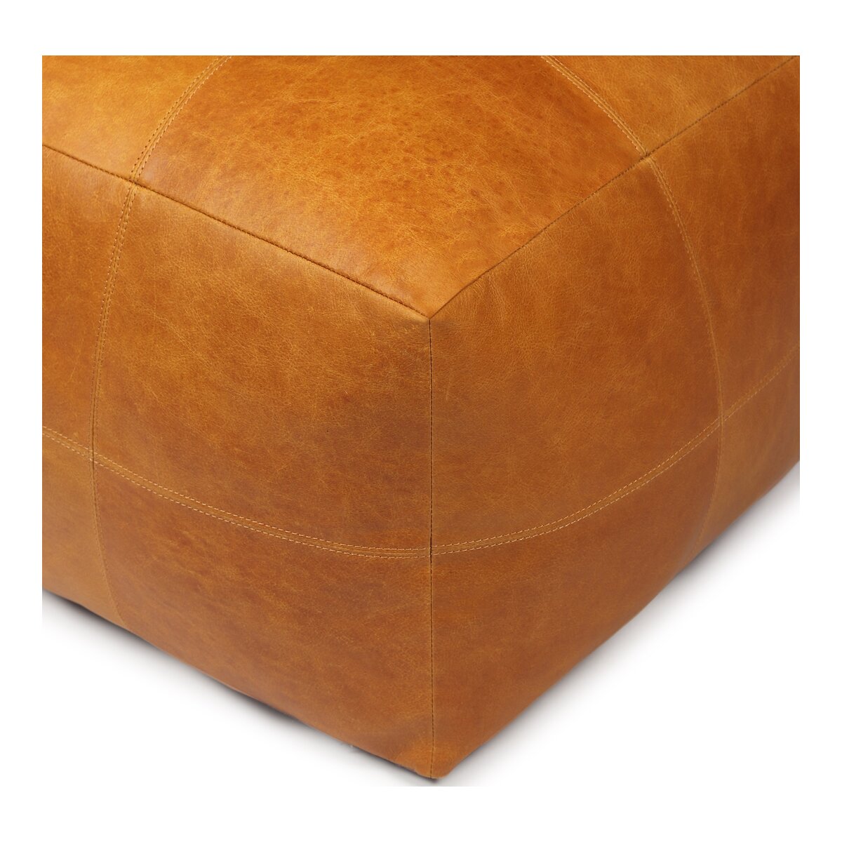 Pouf Anneta aus Leder 50x50 cm, Cognac