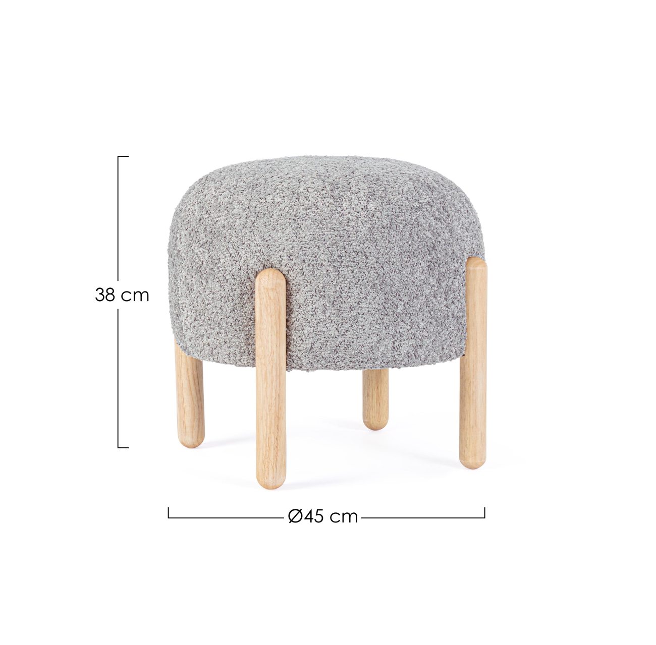 Hocker Dayla aus Boucle-Stoff, Grau