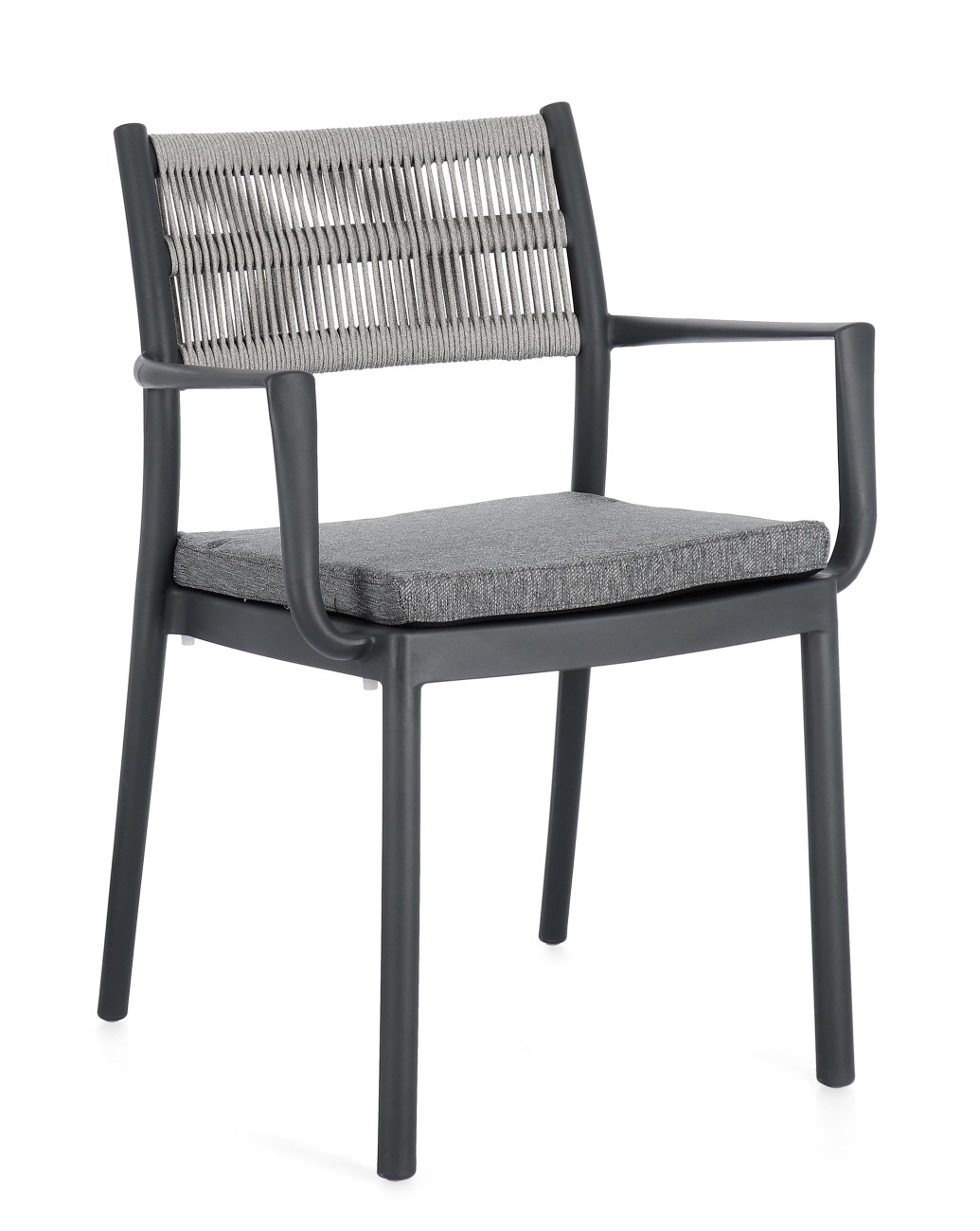 Gartenstuhl Alvin mit Armlehne, Anthrazit / Hellgrau Gartenstuhl Alvin mit Armlehne, Anthrazit / Hellgrau