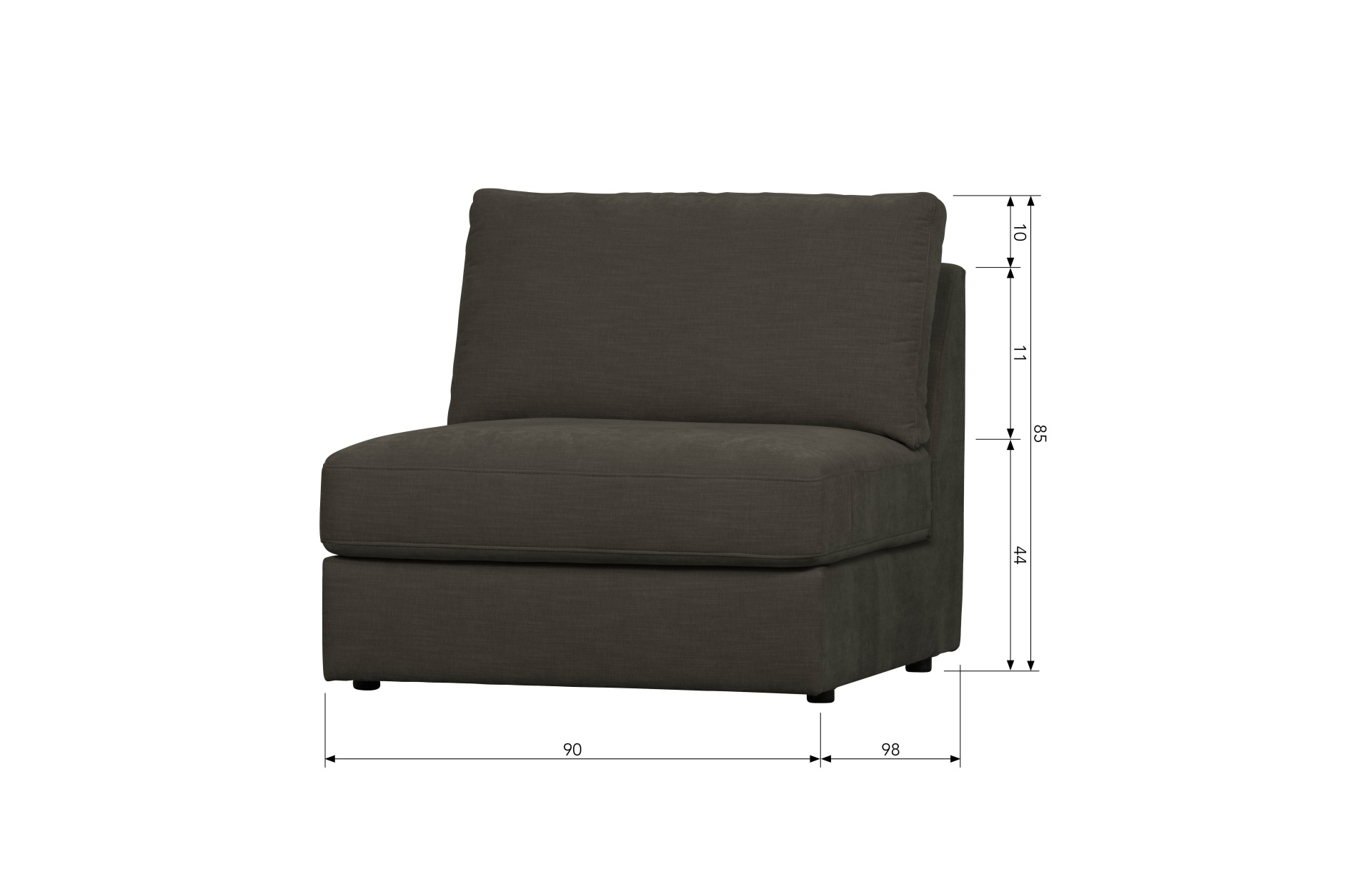 Das Modulsofa Family überzeugt mit seinem modernen Design. Das Seat Element wurde aus Gewebe-Stoff gefertigt, welcher einen einen Anthrazit Farbton besitzen. Das Gestell ist aus Metall und hat eine schwarze Farbe. Das Element hat eine Sitzhöhe von 44 cm.