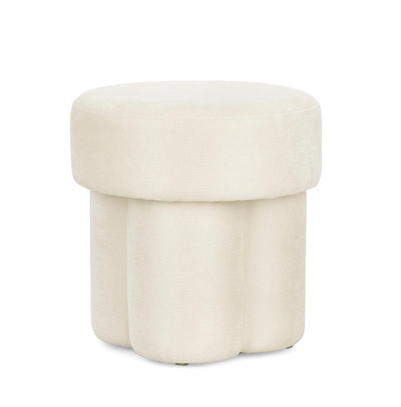Hocker Glenda aus Stoff, Creme-Weiß
