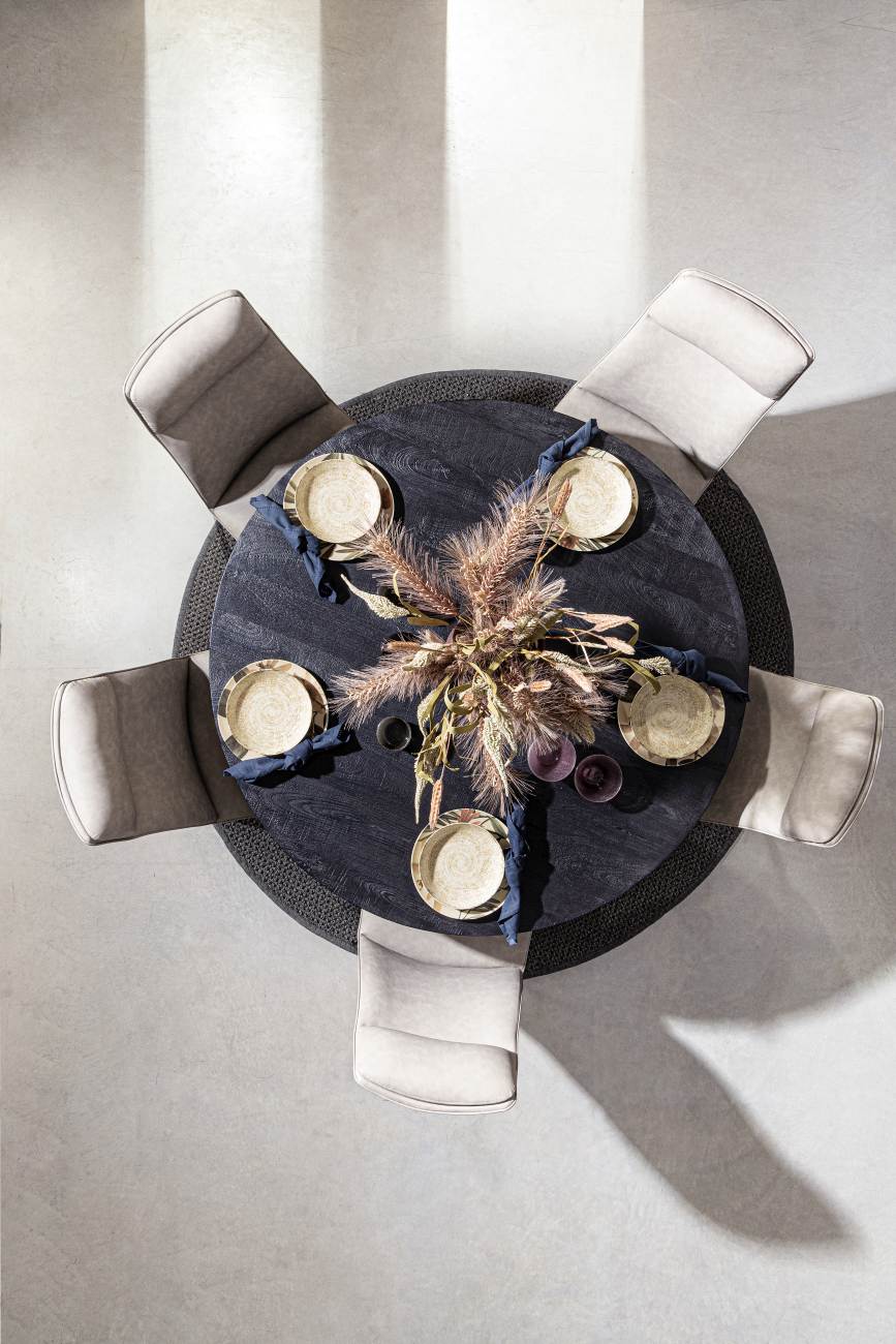 Esstisch Hastings aus Mangoholz Ø 130 cm, Schwarz