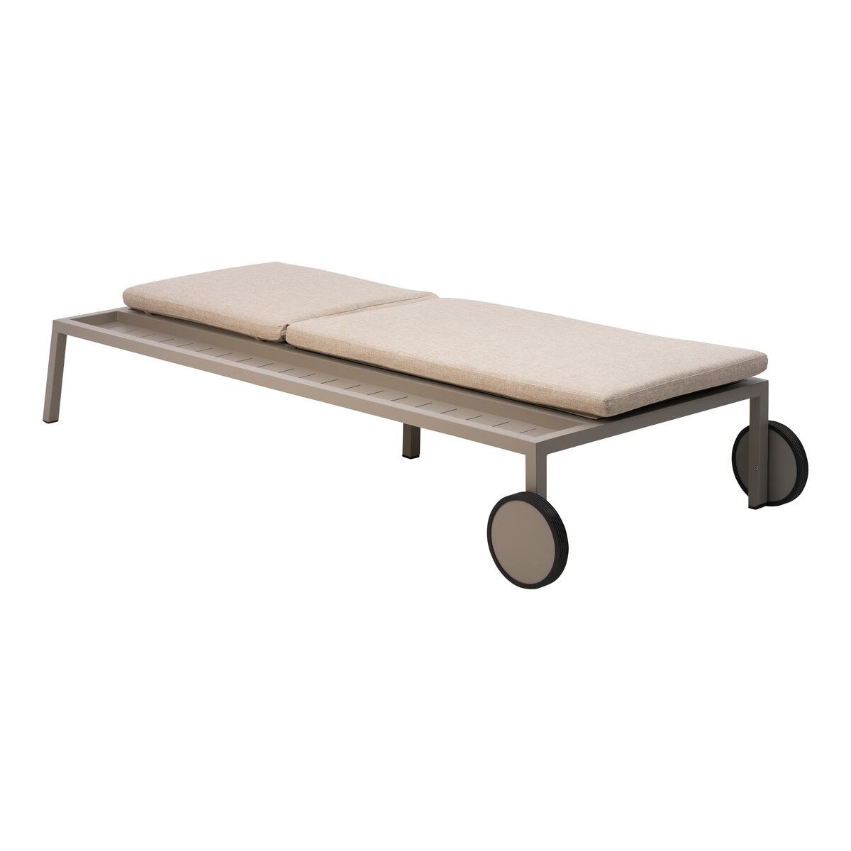 Sonnenliege Samvaro Khaki/Sand - mit integrierter Ablage aus Aluminium & Olefin