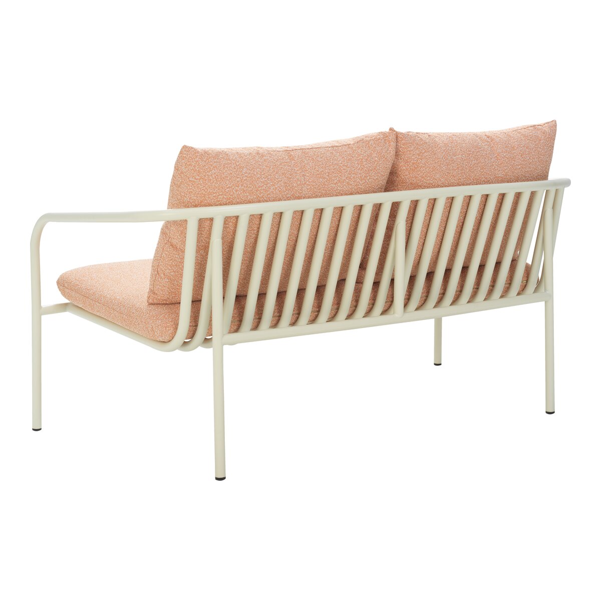 Gartensofa Bendt 2-Sitzer, Aluminium & Teddy-Stoff, Orange/Weiß