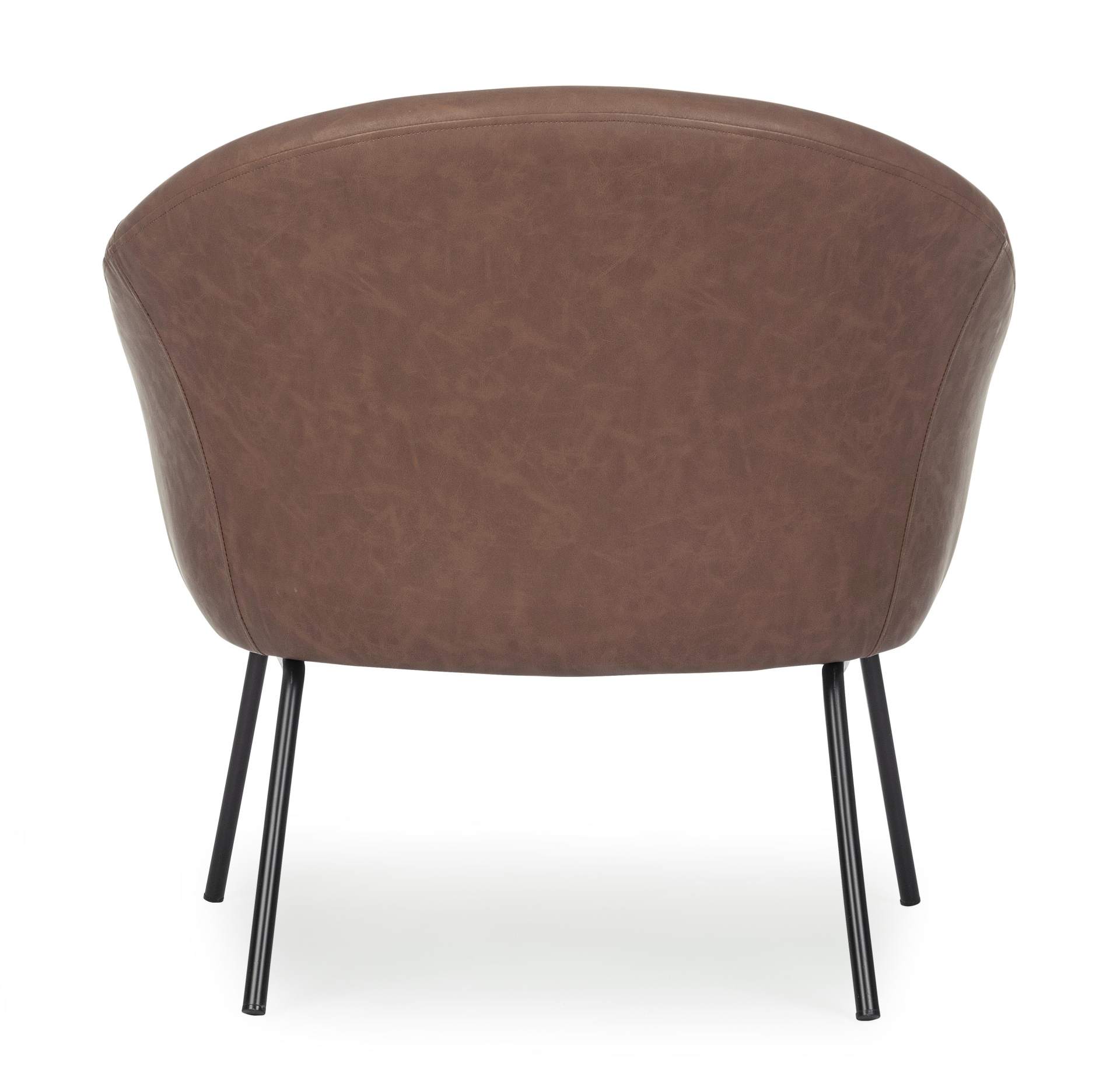 Der Sessel Aiko überzeugt mit seinem modernen Design. Gefertigt wurde er aus Kunstleder, welches einen Cognac Farbton besitzt. Das Gestell ist aus Metall und hat eine schwarze Farbe. Der Sessel besitzt eine Sitzhöhe von 45 cm. Die Breite beträgt 80 cm.
