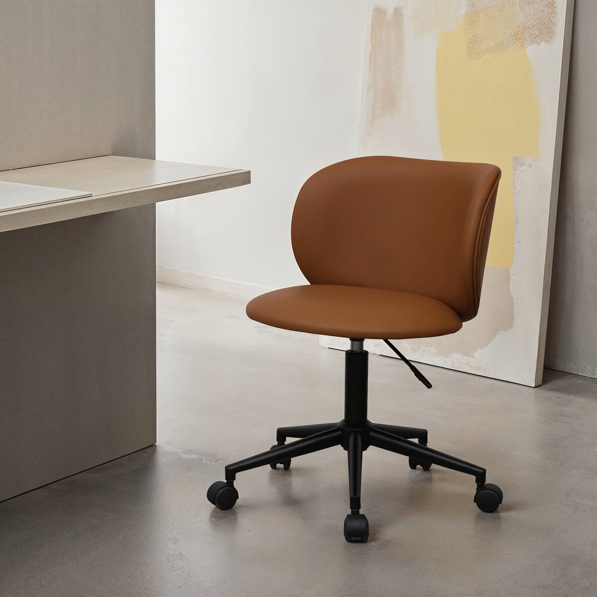 Bürostuhl Oboa aus Kunstleder - Drehbar, Höhenverstellbar, Neigbar, Hellbraun