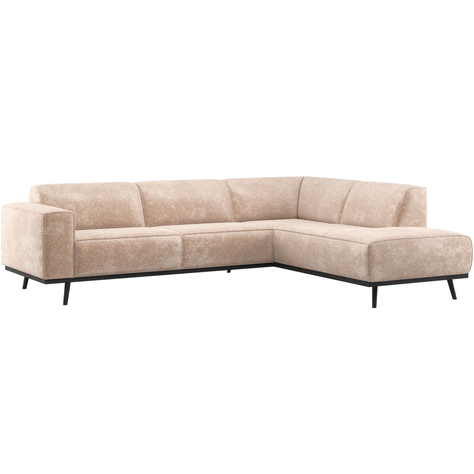 Ecksofa Statement Rechts - Chenille-Samt, Natur