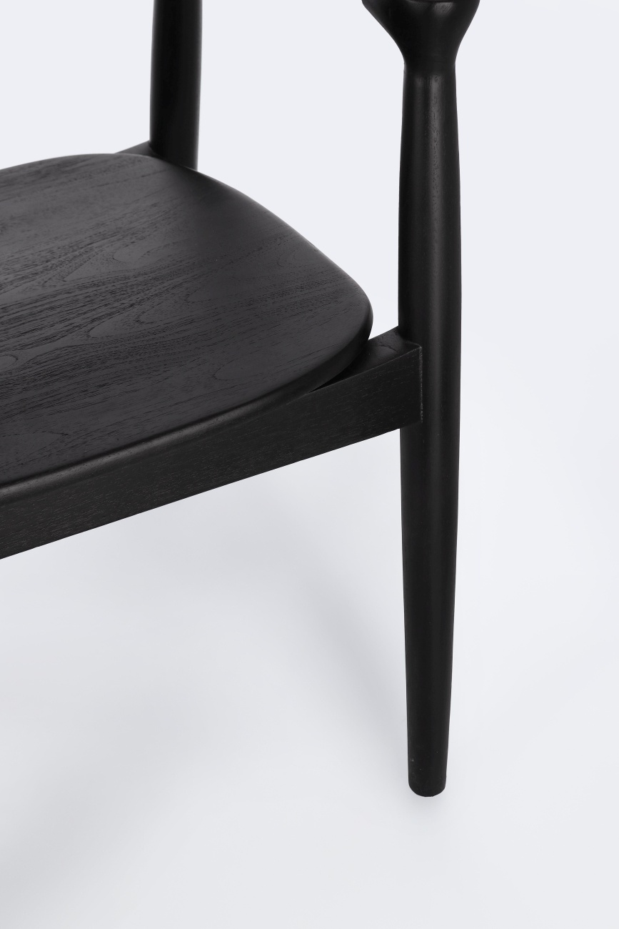 Esszimmerstuhl Idris aus Teakholz, Schwarz