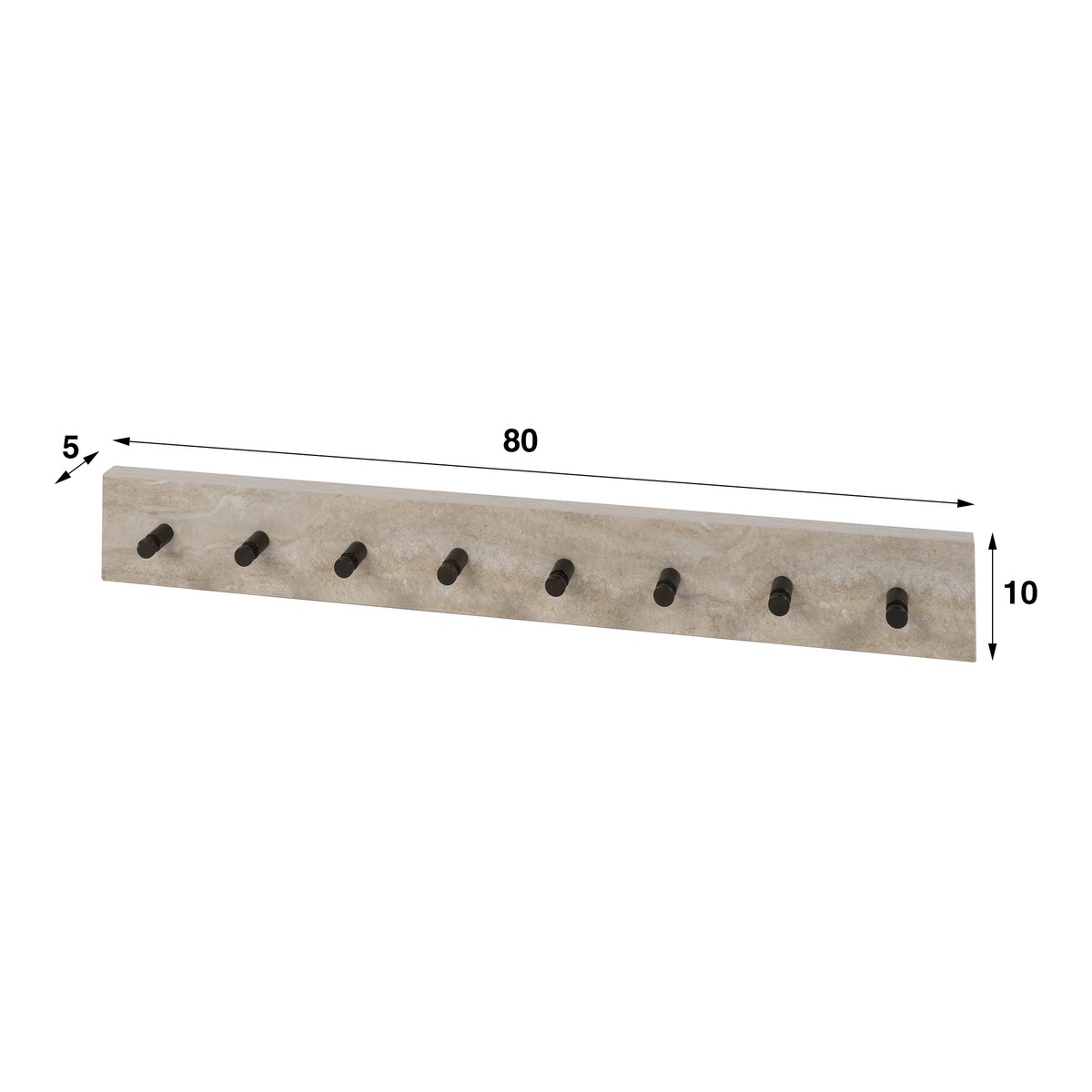 Wandgarderobe Oniva mit 8 Haken und Keramik in Travertinoptik
