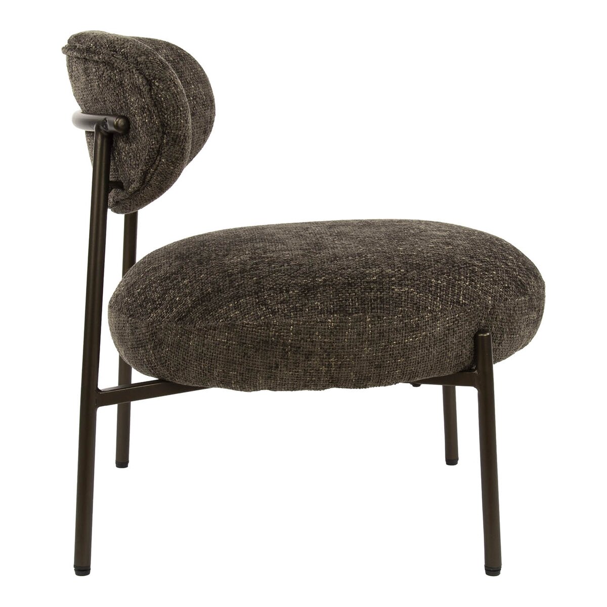 Sessel Velcira Rund aus Webstoff, modern und komfortabel, Braun, weiche Polsterung