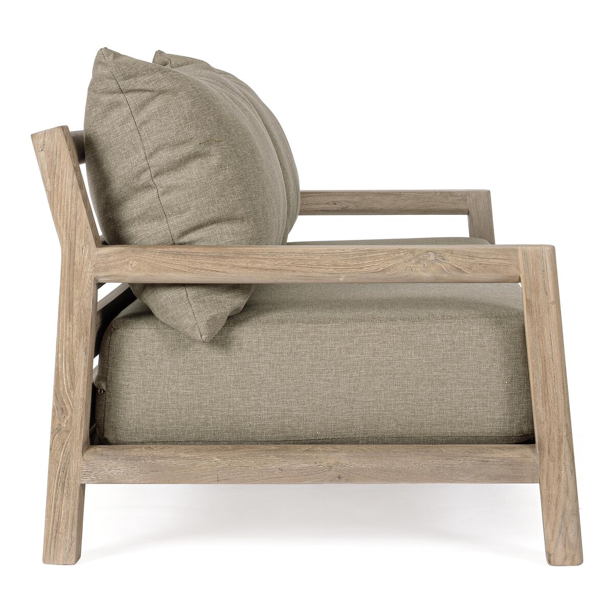 2-Sitzer Gartensofa Maynard - recyceltes Teakholz Braun, Olefin-Stoff Grün