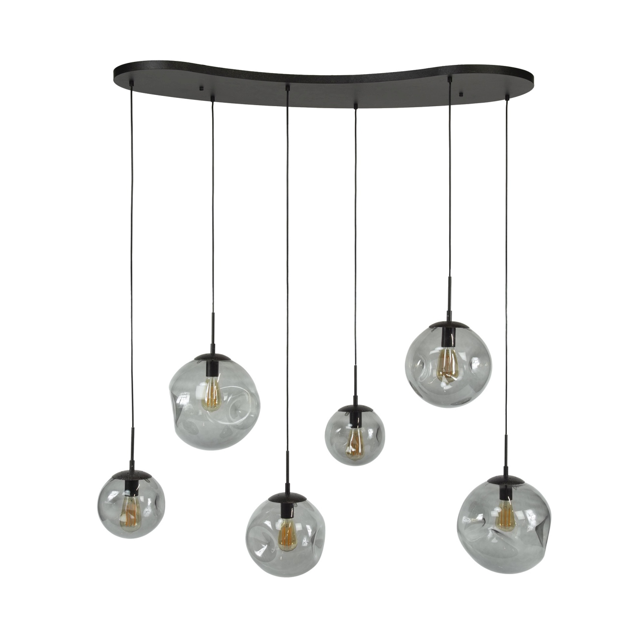 Hängeleuchte Atomoira, 6-flammig - Rauchglas, organisch, inkl. LED