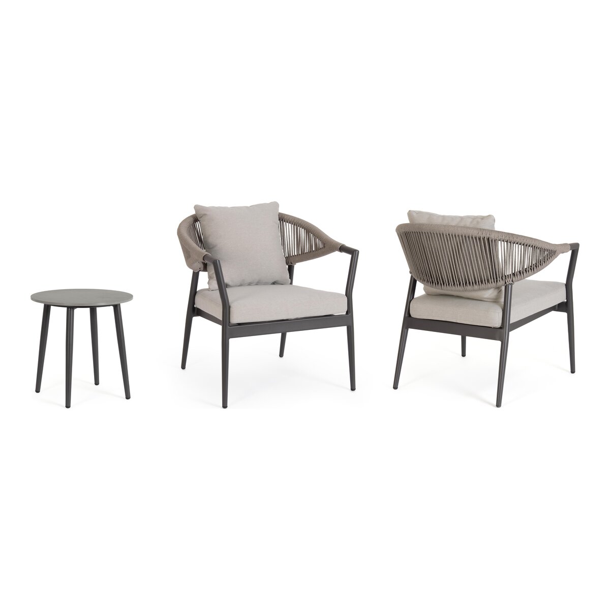 2er Garten-Set Millor - Aluminium & Polyester-Stoff, Anthrazit, inkl. Couchtisch