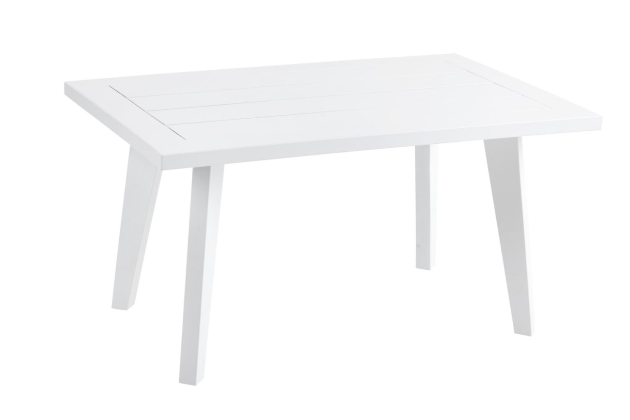Der Gartencouchtisch Villac überzeugt mit seinem modernen Design. Gefertigt wurde die Tischplatte aus Metall, welche einen weißen Farbton besitzt. Das Gestell ist auch aus Metall und hat eine weiße Farbe. Der Tisch besitzt eine Länge von 75 cm.