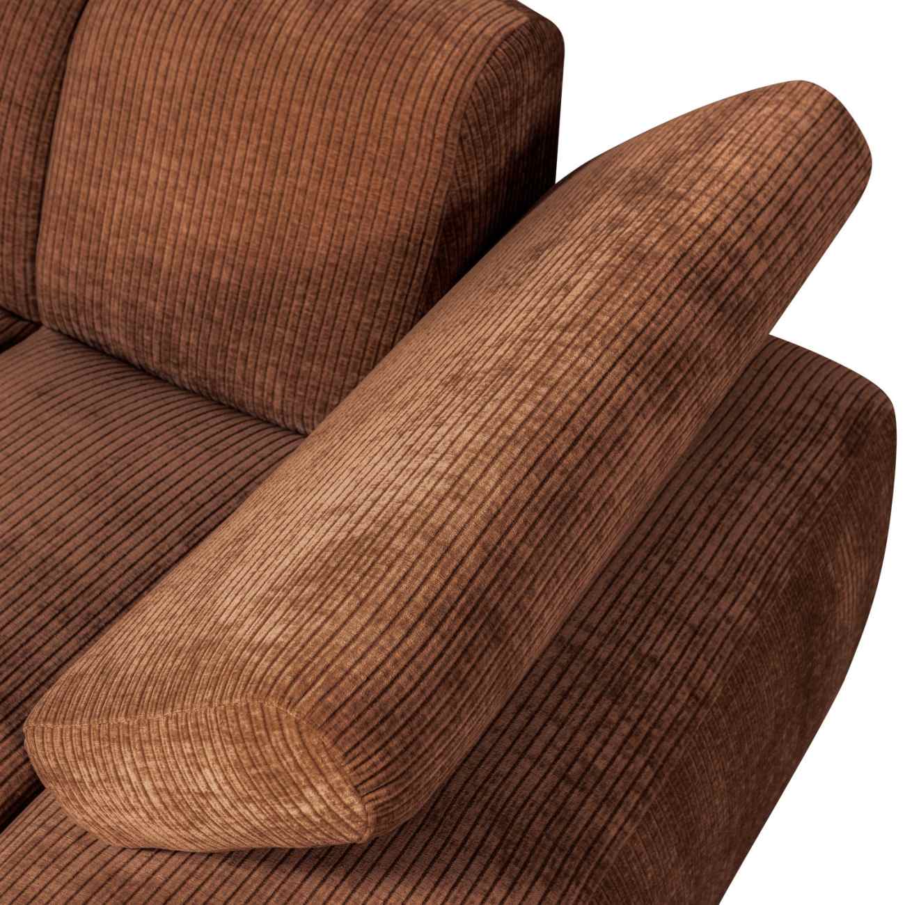 Modulsofa Mojo Flachcord Chaiselongue-Rechts, Rostbraun