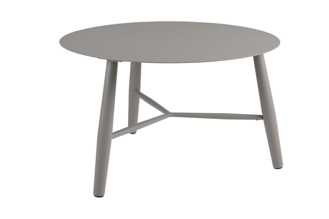 Der Gartenbeistelltisch Vannes überzeugt mit seinem modernen Design. Gefertigt wurde die Tischplatte aus Metall, welche einen Kaki Farbton besitzt. Das Gestell ist auch aus Metall und hat eine Kaki Farbe. Der Tisch besitzt einen Durchmesser von 75 cm.