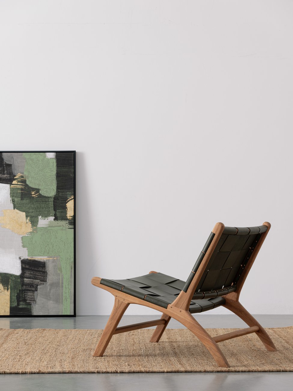 Sessel Joanna aus Teakholz, Grün