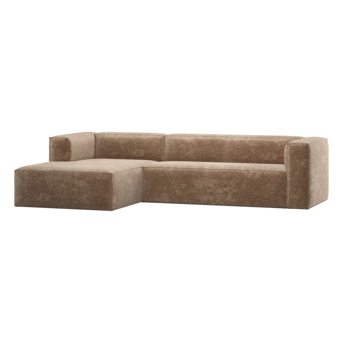 Ecksofa Bean - Chenille-Samt Taupe, Links