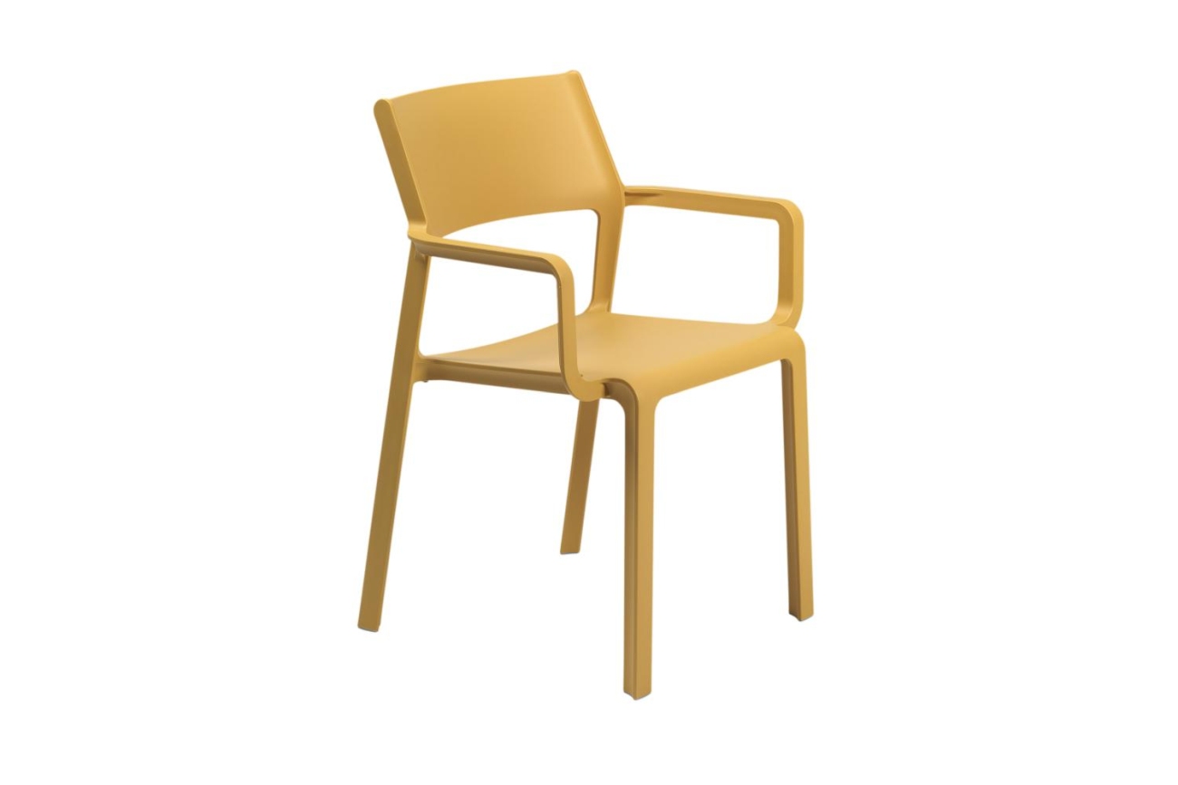 Der Gartenstuhl Trill überzeugt mit seinem modernen Design. Gefertigt wurde er aus Kunststoff, welches einen gelben Farbton besitzt. Das Gestell ist auch aus Kunststoff und hat eine gelbe Farbe. Die Sitzhöhe des Stuhls beträgt 47 cm.
