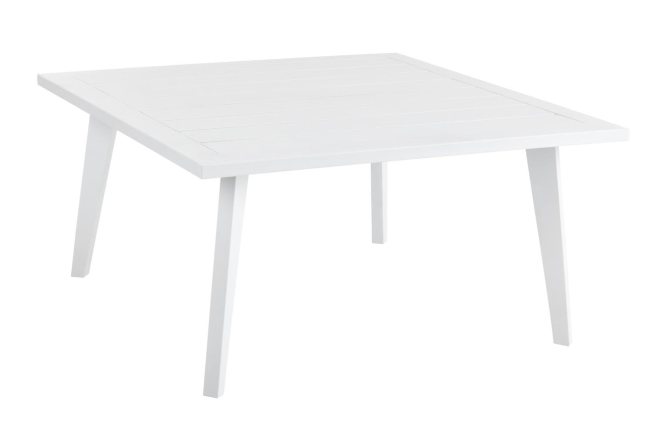 Der Gartencouchtisch Villac überzeugt mit seinem modernen Design. Gefertigt wurde die Tischplatte aus Metall, welche einen weißen Farbton besitzt. Das Gestell ist auch aus Metall und hat eine weiße Farbe. Der Tisch besitzt eine Länge von 88 cm.