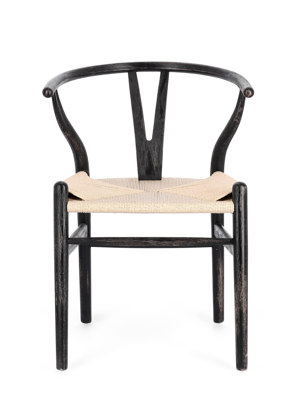 Der Esszimmerstuhl Artas überzeugt mit seinem modernen Stil. Gefertigt wurde er aus Seilen, welche einen natürlichen Farbton besitzt. Das Gestell ist aus Buchenholz und hat ein schwarze Farbe. Der Stuhl besitzt eine Sitzhöhe von 48 cm.