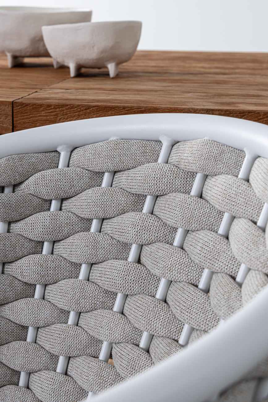 Gartenstuhl Margalida aus Aluminium, Hellgrau / Weiß