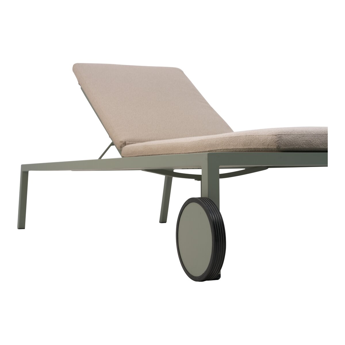 Sonnenliege Samvaro Grün/Beige - mit integrierter Ablage aus Aluminium & Olefin