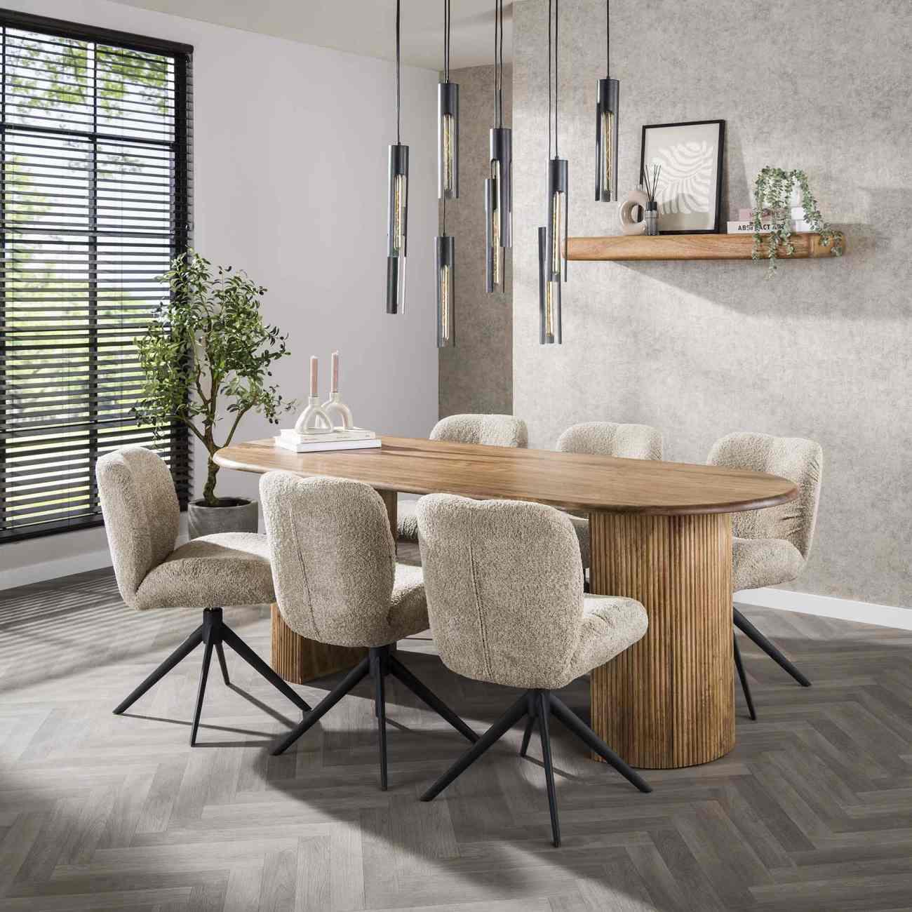 Esstisch Vagula - Magoholz Natur mit Sockelfüße, 215 x 90 cm