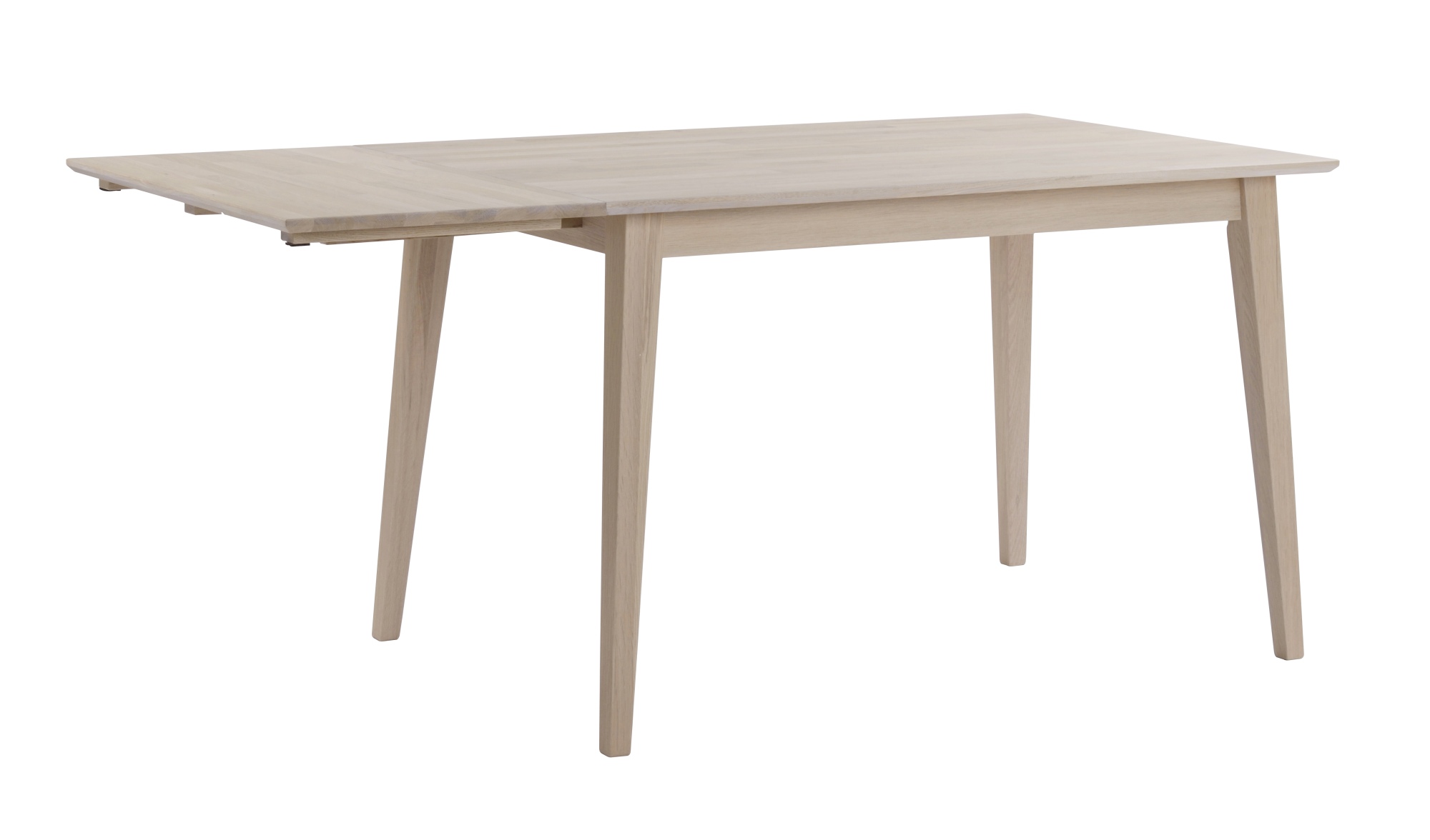 Klapptisch Filippa, 120/165x80cm, Eiche Weiß pigmentiert – stilvoller Blickfang für Ihr Zuhause.