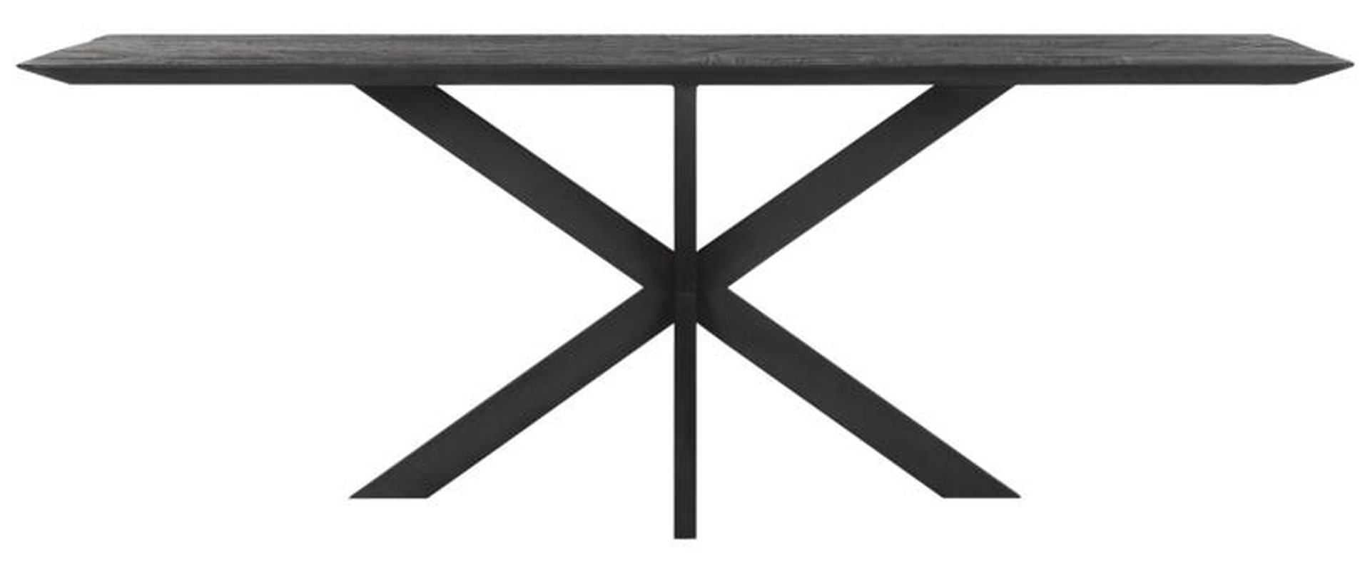 Der Esstisch Curves überzeugt mit seinem modernem aber auch massivem Design. Gefertigt wurde der Tisch aus recyceltem Teakholz, welches einen schwarzen Farbton besitzt. Das Gestell ist aus Metall und ist Schwarz. Der Tisch hat eine Länge von 210 cm.