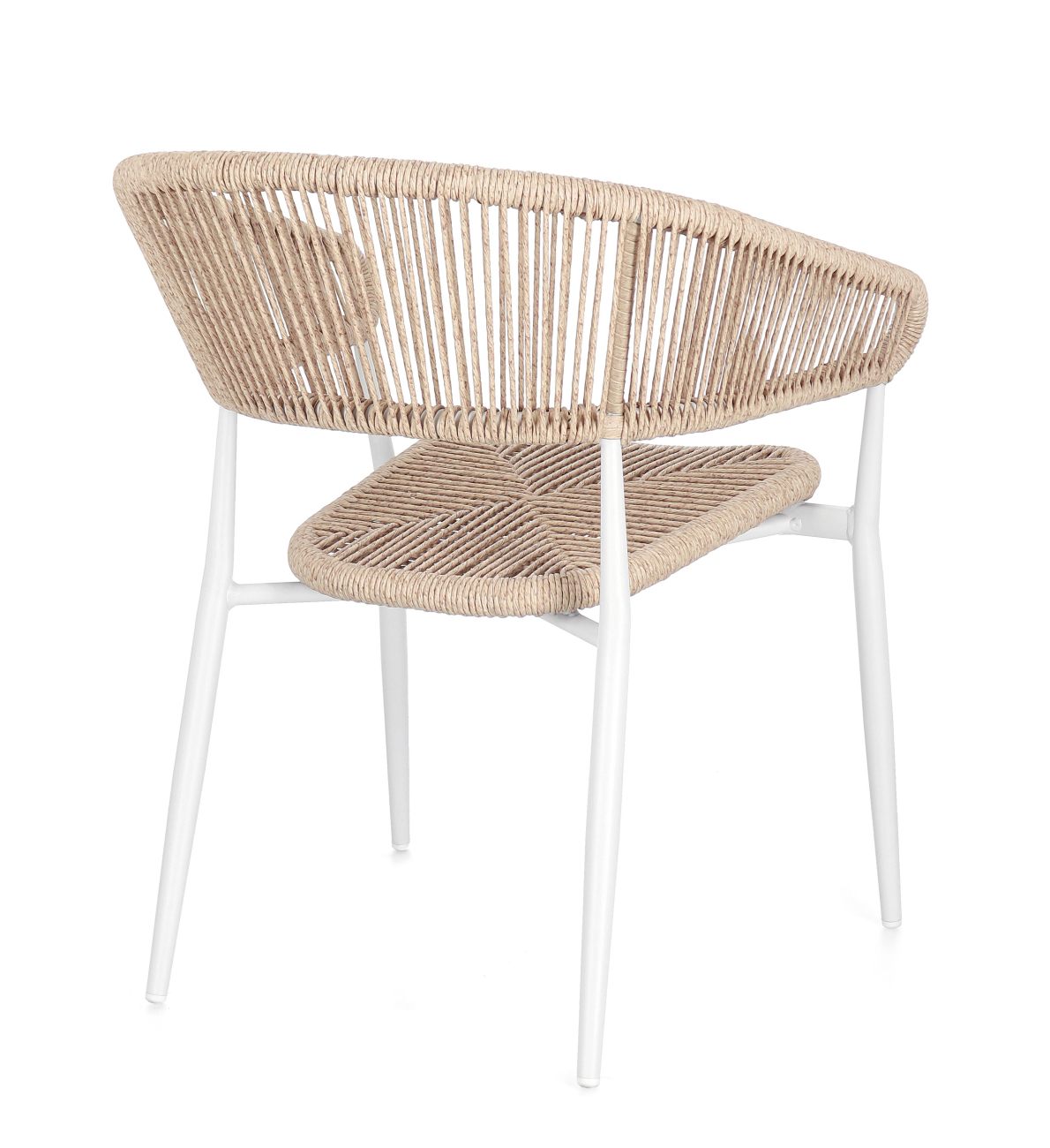 Gartenstuhl Algaida aus Aluminium, Weiß / Beige