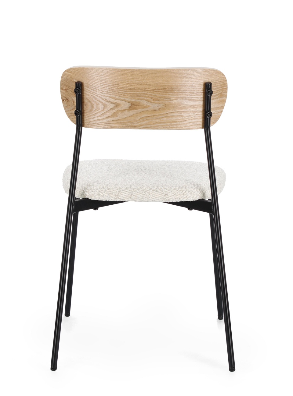 Der Esszimmerstuhl Genevieve überzeugt mit seinem modernen Stil. Gefertigt wurde er aus Boucle-Stoff, welcher einen natürlichen Farbton besitzt. Das Gestell ist aus Metall und hat eine schwarze Farbe. Der Stuhl besitzt eine Sitzhöhe von 48 cm.