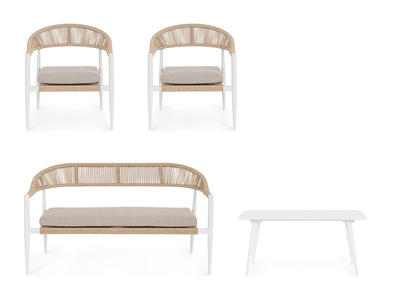 Garten-Set Jandia 4er Gruppe, Weiß / Beige