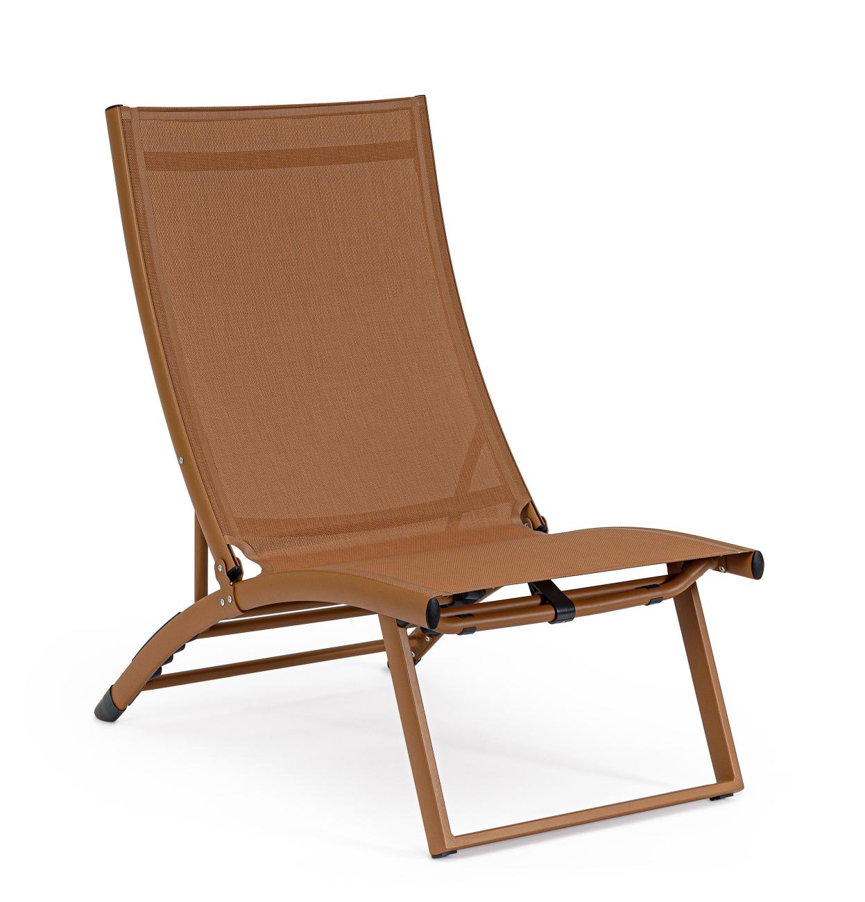 Der Loungesessel Taylor überzeugt mit seinem modernen Design. Gefertigt wurde er aus Textilene, welches einen braunen Farbton besitzt. Das Gestell ist aus Metall und hat eine braune Farbe. Der Sessel ist klappbar.