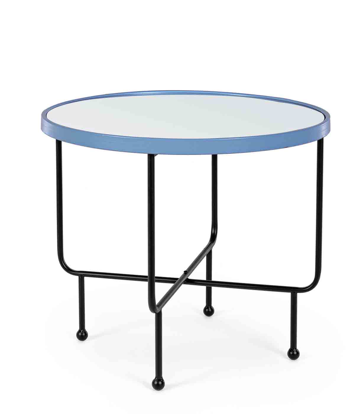 Beistelltisch Painter aus Metall mit Glasplatte, Hellblau Ø 58,5 cm